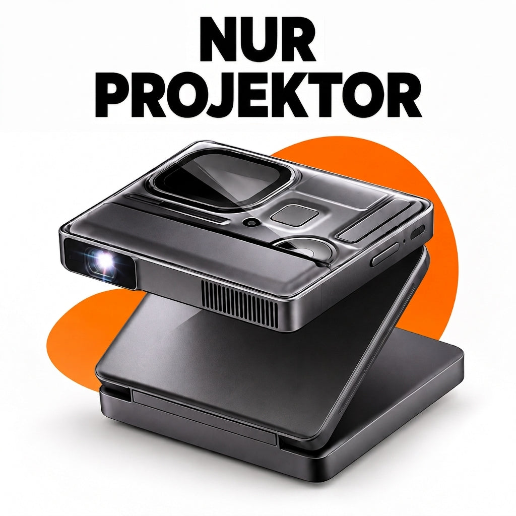 Tragbarer DLP-Mini-Projektor mit 1080P-Unterstützung, Dual-Band-WLAN und Bluetooth, Videoprojektor mit integriertem Akku für Heimkino, Smartphone und Konsole