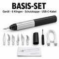 Kabelloses Ultraschallmesser 40 W mit 6 Klingen, automatischer Leistungsanpassung, LED-Licht und USB-C – Präzisionsschneider für 3D-Druck, Modellbau und DIY