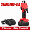 Akku Hydraulische Crimpzange für Kabelschuhe und Verbinder, elektrische Kabelschuh-Presszange mit 7 Presseinsätzen, 2 Akkus und Ladegerät
