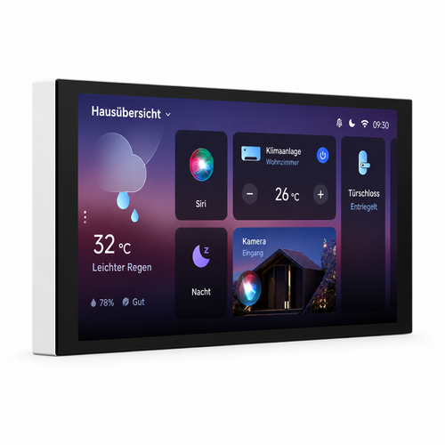 6,9-Zoll Smart-Home-Steuerzentrale mit Touchscreen, Zigbee- und Matter-Unterstützung, WLAN, Bluetooth und Sprachsteuerung, zur Wandmontage, Schwarz oder Weiß
